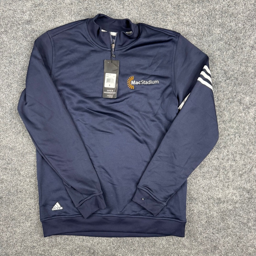 Adidas Pullover Mens Size S Navy Blue Climalite Quarter Zip Golf MacStadium NWT